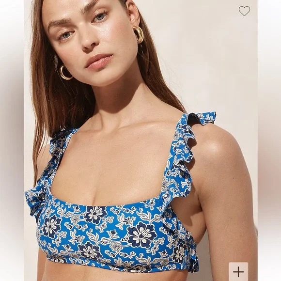 J.Crew ruffle strap bikini and cobalt floral new with tags - Picture 2 of 7